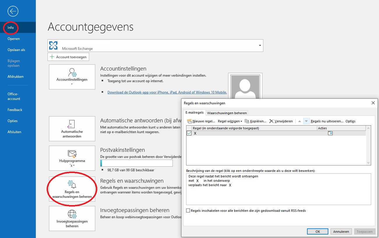 Mailbox vol? Doorloop deze stappen! 1 voorbeeld Outlook