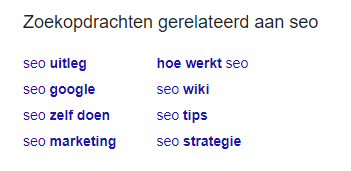 Zoekwoorden onderzoek - SEO deel 2 2 Gerelateerde zoekopdrachten in Google