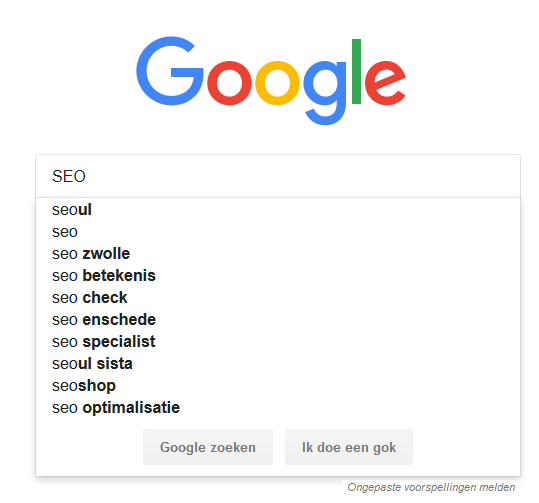 Zoekwoorden onderzoek - SEO deel 2 1 Google Suggest - Begin met typen en Google vult automatisch de zoekopdracht aan