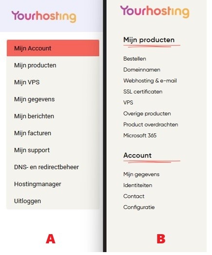 Domein verhuizen - Mijn account