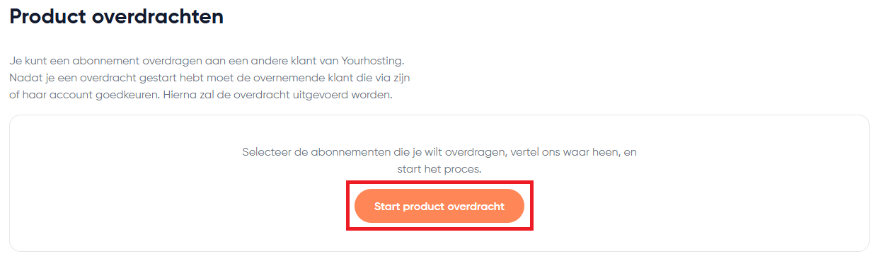 Start product overdracht