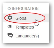 Ga in Joomla! naar 'Configuration' en dan naar 'Global'