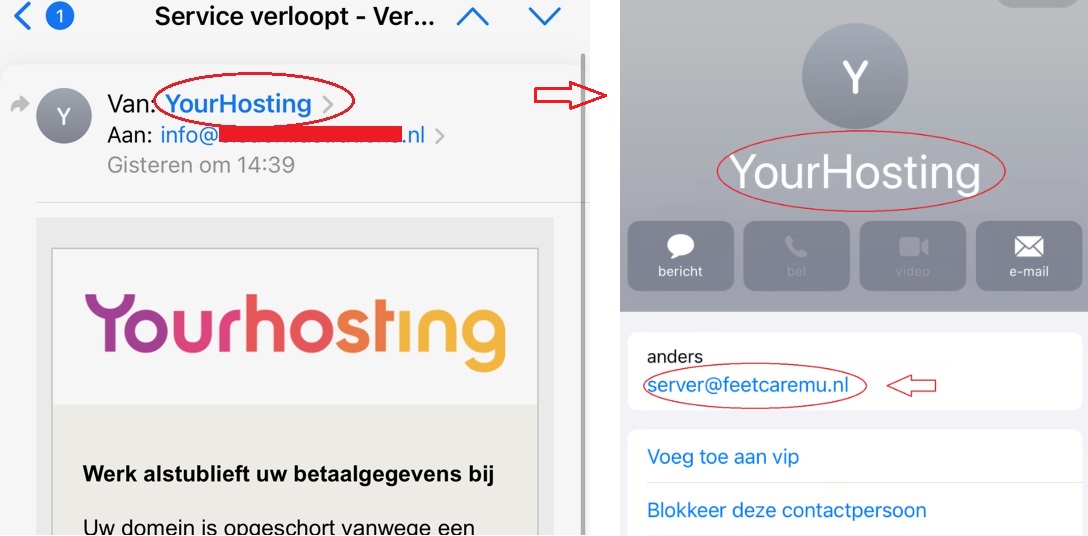 Check altijd de afzender van een verdachte e-mail