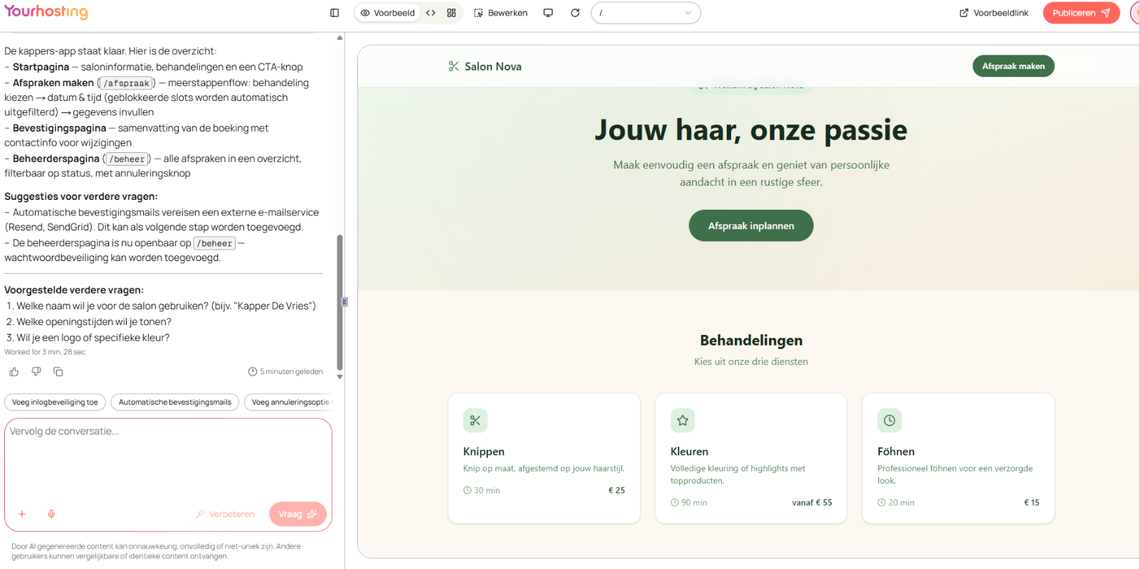 YourNova: met AI snel en zonder stress online met je eigen website of app 2 yournova-eerste-versie
